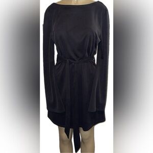 Urban Outfitters Ecoté Dark Gray Wash Bell Sleeve Open Back Dress Large